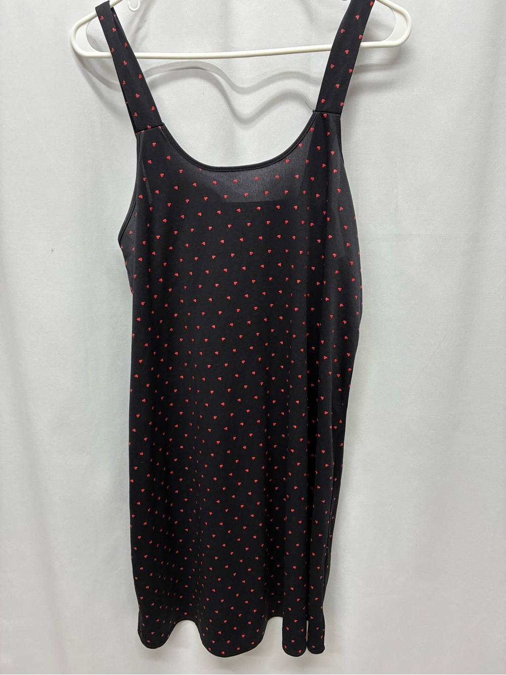 Vintage womens nightie lingerie size large black red hearts pajamas semi sheer